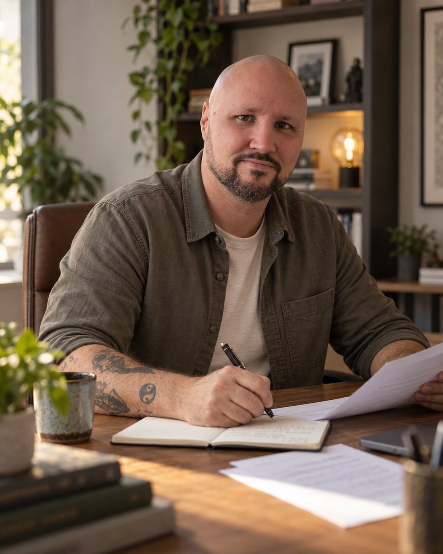Nino am Schreibtisch